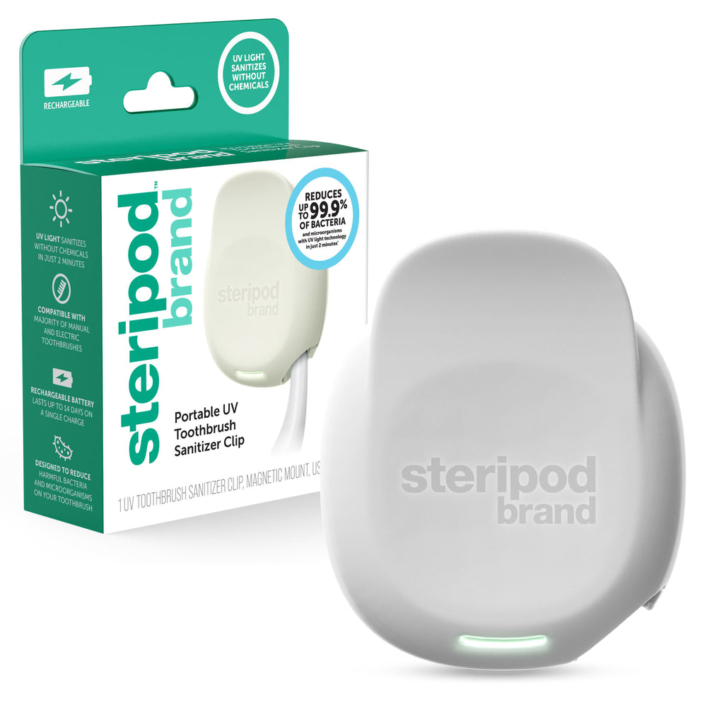 
                  
                    Steripod Brand Portable UV Rechargeable Toothbrush Sanitizer Clip, Pearl color
                  
                