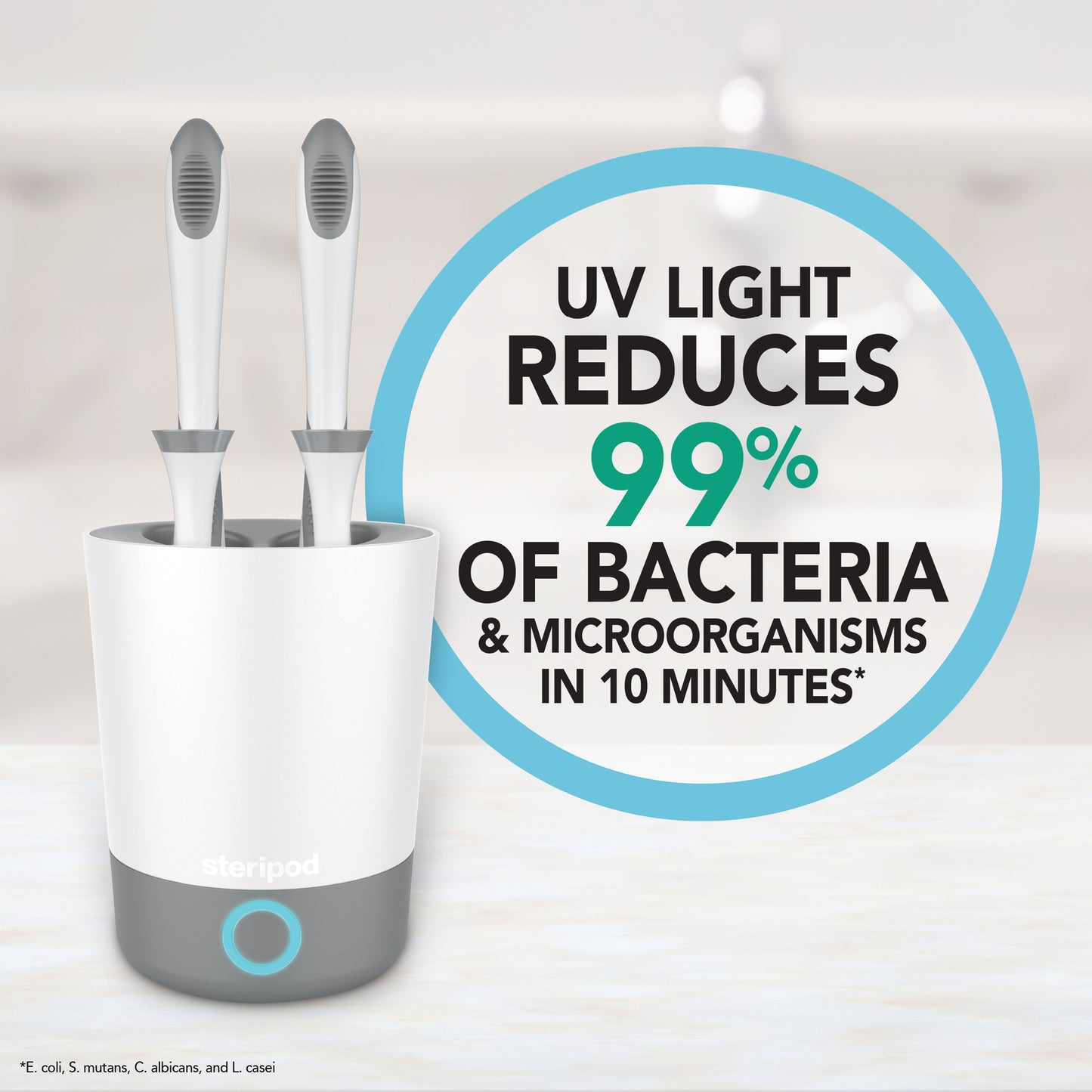 Toothbrush Unit UV Light Home Countertop Toothbrush Sanitizer – Steripod